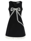 Self-Portrait Black Crêpe Bow Lace Mini Dress
