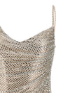 Self-Portrait Champagne Rhinestone Draped Mini Dress