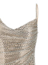 Self-Portrait Champagne Rhinestone Draped Mini Dress