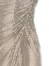 Self-Portrait Champagne Rhinestone Draped Mini Dress