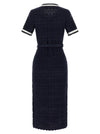 Self-Portrait Navy Pointelle Knit Midi Dress
