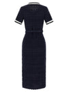 Self-Portrait Navy Pointelle Knit Midi Dress