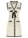 Self-Portrait White Pointelle Knit Mini Dress