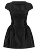 Self-Portrait Black Taffetà Collared Mini Dress