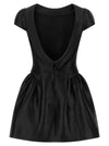 Self-Portrait Black Taffetà Collared Mini Dress