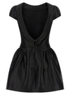 Self-Portrait Black Taffetà Collared Mini Dress