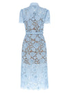 Self-Portrait Blue Lace Tie Neck Midi Dress
