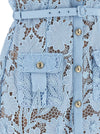 Self-Portrait Blue Lace Tie Neck Midi Dress