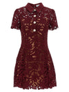 Self-Portrait Burgundy Lace Mini Dress