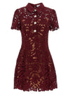 Self-Portrait Burgundy Lace Mini Dress