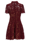 Self-Portrait Burgundy Lace Mini Dress