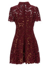 Self-Portrait Burgundy Lace Mini Dress