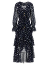 Self-Portrait Polka Dot Georgette Ruffle Maxi Dress