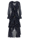 Self-Portrait Polka Dot Georgette Ruffle Maxi Dress