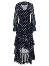Self-Portrait Polka Dot Georgette Ruffle Maxi Dress
