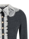 Self-Portrait Grey Lace Collar Knit Cardigan