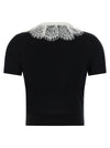 Self-Portrait Black Knit Lace Collar Top