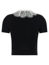 Self-Portrait Black Knit Lace Collar Top