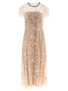 Self-Portrait Pink Flower Sequin Embellished Midi Dress