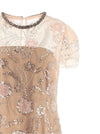 Self-Portrait Pink Flower Sequin Embellished Midi Dress