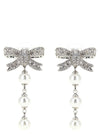 Self-Portrait Crystal Bow Pearl Droplet Earrings