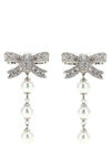 Self-Portrait Crystal Bow Pearl Droplet Earrings