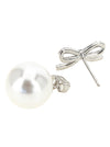 Self-Portrait Crystal Bow Pearl Back Earrings