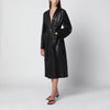 Nour Hammour Ruelle belted coat in smooth black leather