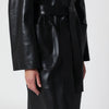 Nour Hammour Ruelle belted coat in smooth black leather