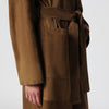 Nour Hammour Ruelle belted coat in brown suede leather