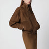 Nour Hammour Dalma brown suede bomber jacket