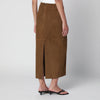 Nour Hammour Selly brown suede maxi skirt
