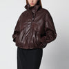Nour Hammour Roland ebony brown leather bomber jacket