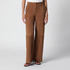 Nour Hammour Coda wide-leg trousers in Tobacco suede leather