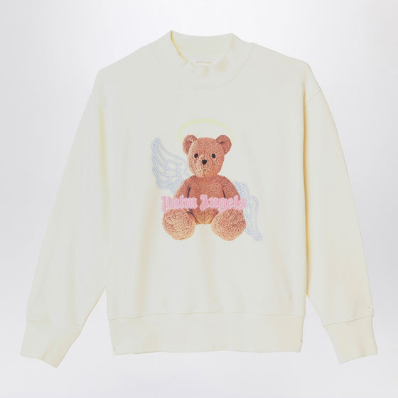 Palm Angels Ivory cotton sweatshirt with logo print