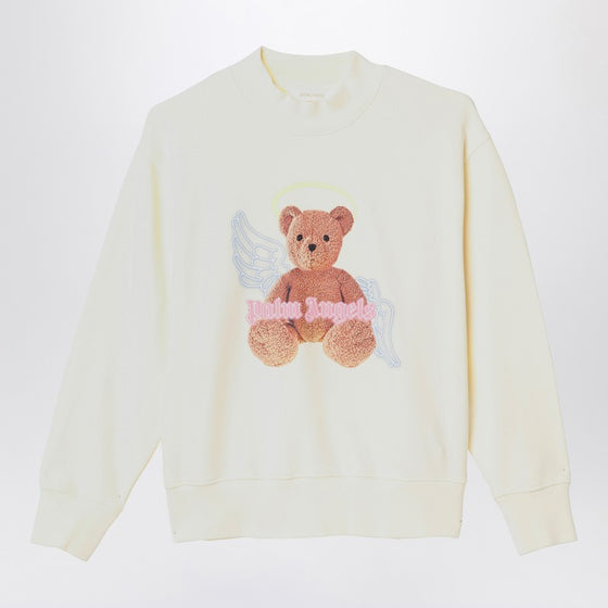 Palm Angels Ivory cotton sweatshirt with logo print