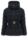 Elisabetta Franchi Belted Down Jacket With Logo Buckle
