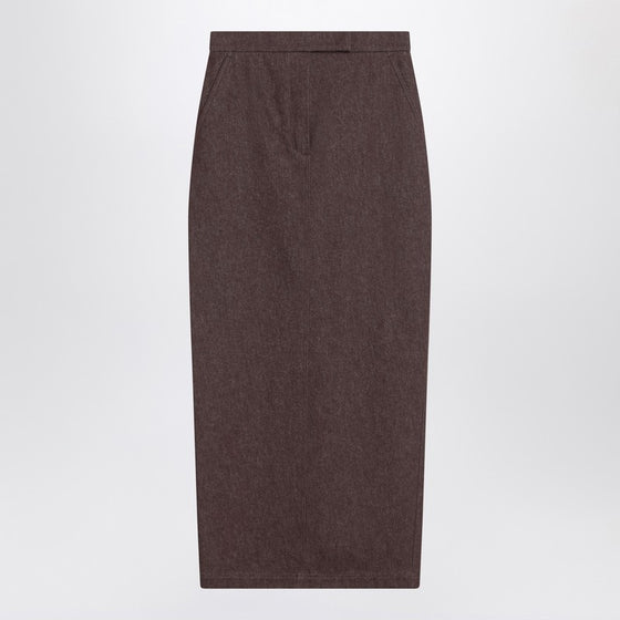 Max Mara Long brown skirt in denim effect