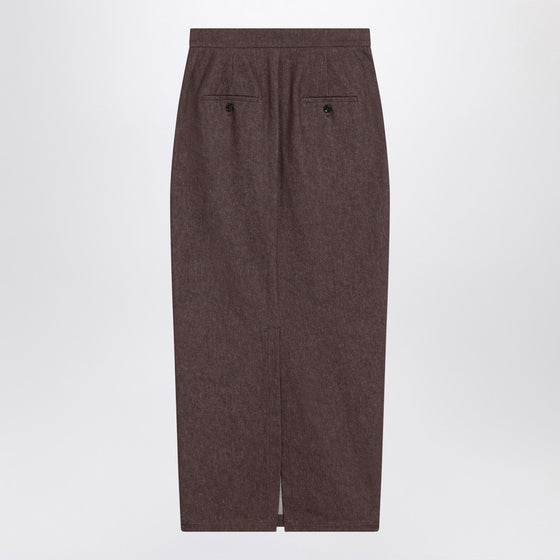 Max Mara Long brown skirt in denim effect