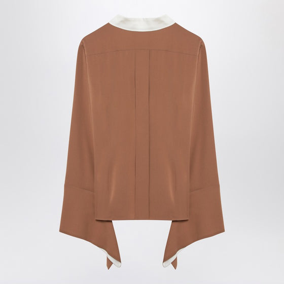 Max Mara Camel silk colour-block shirt