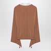Max Mara Camel silk colour-block shirt