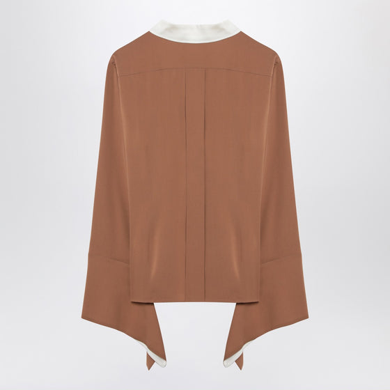 Max Mara Camel silk colour-block shirt