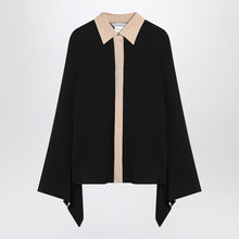  Max Mara Black silk colour-block shirt