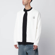  Maison Kitsuné Ecru cardigan with logo patch