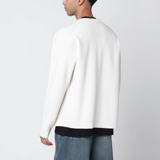 Maison Kitsuné Ecru cardigan with logo patch