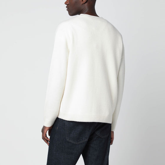 Maison Kitsuné Ecru wool cardigan with Fox Head intarsia