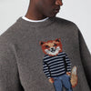 Maison Kitsuné Grey mélange sweater with Dressed Fox intarsia