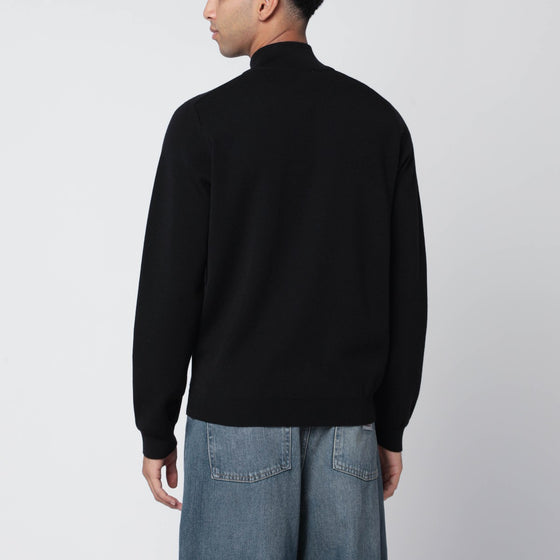 Maison Kitsuné Black wool zip cardigan