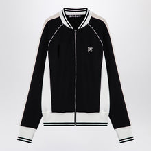  Palm Angels Black/white zip sweatshirt