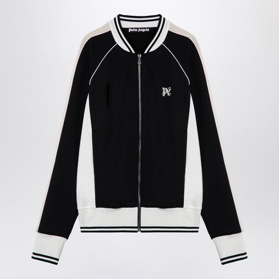 Palm Angels Black/white zip sweatshirt